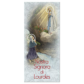 Marcalibros papel perlado Aparición de Lourdes Novena 15x5 cm ITA