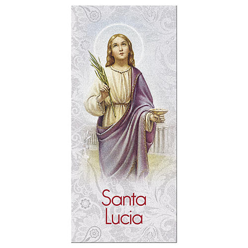Bookmark in pearl cardboard Saint Lucy with prayer 15x5 cm ITA 1
