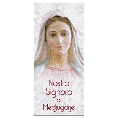 Bookmark in pearl cardboard Our Lady of Medjugorje prayer 15x5 cm ITA 1