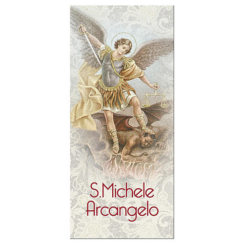 Marcalibros papel perlado San Miguel Arcángel Oración 15x5 cm ITA 1