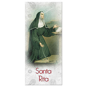 Marque-page papier nacré Sainte Rita de Cascia Prière 15x5 cm ITA