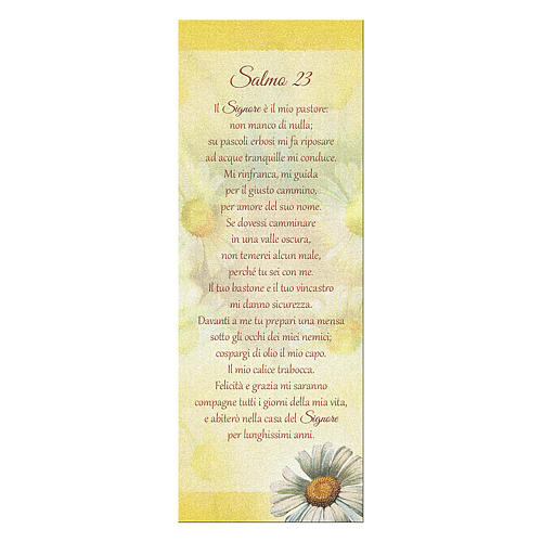 Bookmark in pearl cardboard with daisy and psalm 23 15x5 cm 1