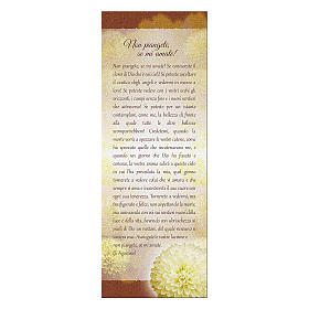 Bookmark in pearl cardboard with chrysanthemum Don't Cry 15x5 cm