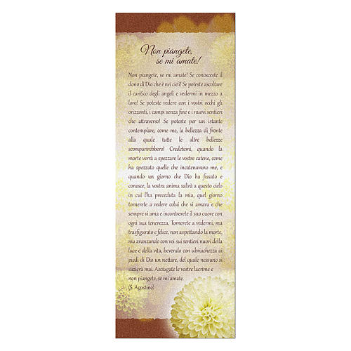 Marque-page papier nacré Chrysanthème Ne pleurez pas 15x5 cm ITA 1