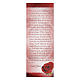 Bookmark in pearl cardboard with red rose image and K. Gibran sentence 15x5 cm s1