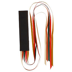Real leather bookmark 5 ribbons Bethleem monks star decoration