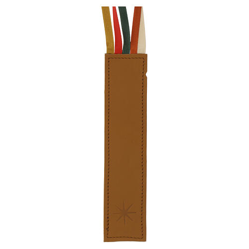Real leather bookmark 5 ribbons Bethleem monks star decoration 3