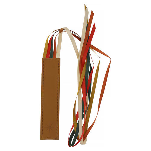 Real leather bookmark 5 ribbons Bethleem monks star decoration 4
