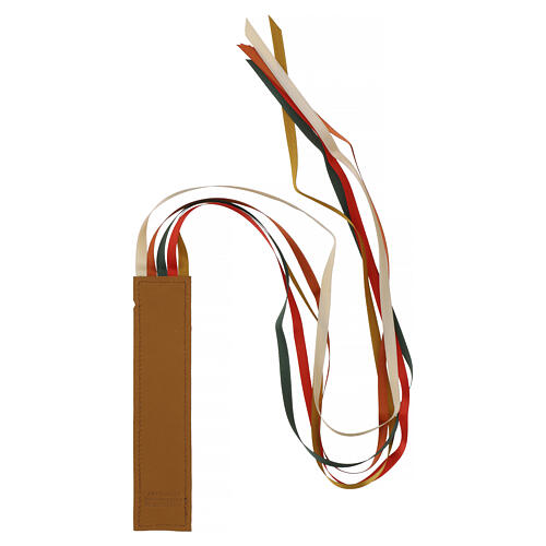 Real leather bookmark 5 ribbons Bethleem monks star decoration 6