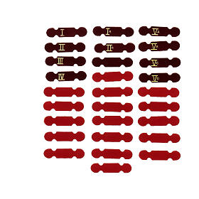 Marcadores de página adesivos 28 unidades castanhos e vermelhos com ano litúrgico 1,2x5 cm