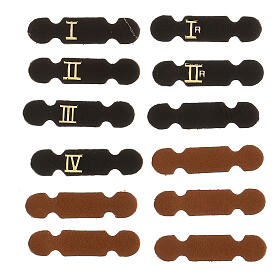 Page markers for liturgical year, set of 28, brown adhesive leather