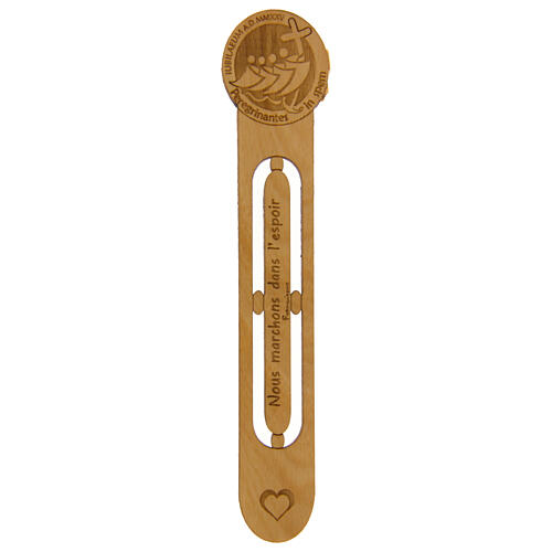 Jubilee Olive Wood Bookmark with FR Phrase, Clarisse Monastery Albano Laziale 1