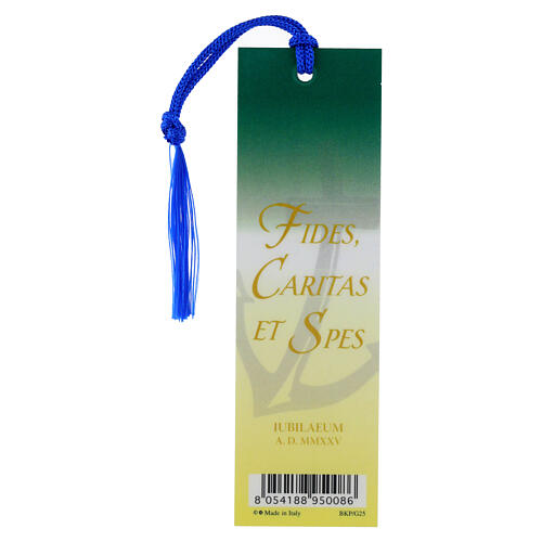 Jubilee bookmarker with Pope Francis and blue tassel 2