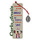 Carlo Acutis wooden bookmark with red cord and pendant, ITA quotes s1
