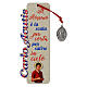 Carlo Acutis wooden bookmark with red cord and medal with ITA inscription s1