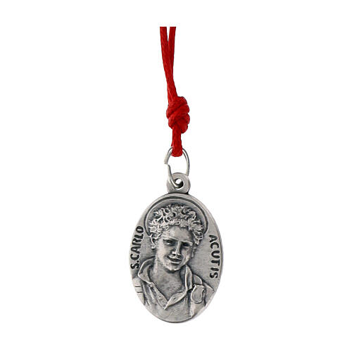 Segnalibro Carlo Acutis in legno corda rossa con medaglia con frase 2