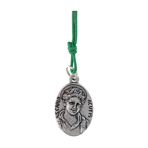 Wooden bookmark of Carlo Acutis, pendant with green cord and ITA phrases 2