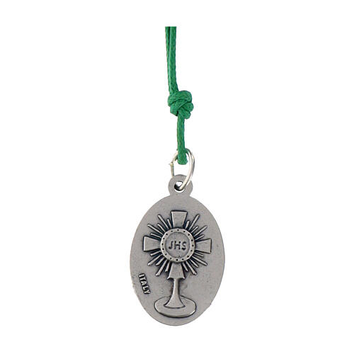 Marque-page Carlo Acutis en bois avec pendentif en corde verte et citations 3