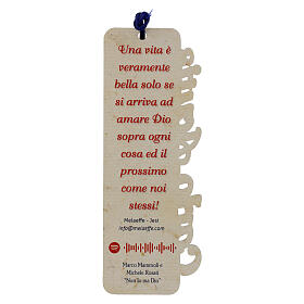 Segnalibro con frasi Carlo Acutis in legno croce tau con corda blu