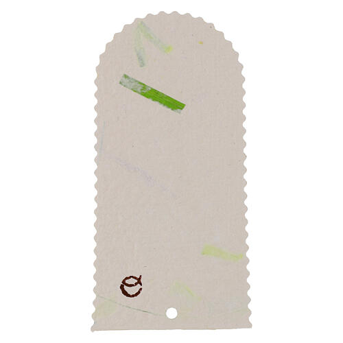 Set of 6 curved bookmarks in cream paper with raffia, 5x2.5 in 3