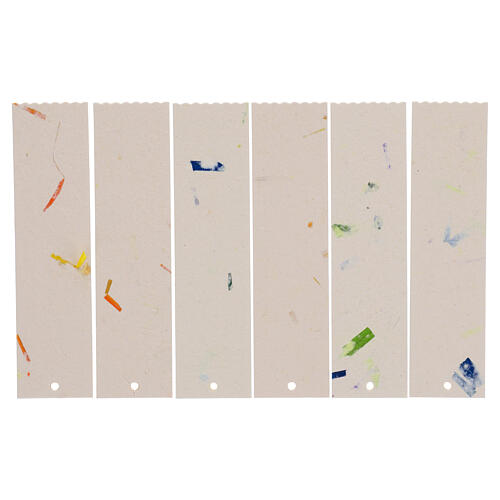 Lot de 6 marque-pages rectangulaires en papier recyclé avec détail en raphia coloré 15x4 cm 1