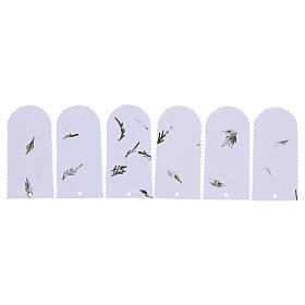 Pack of 6 white curved bookmark with pine needles, 5x2.5 in