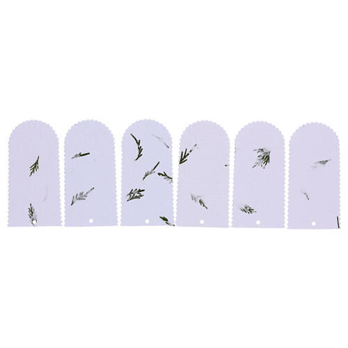 Lot de 6 marques-pages blancs arrondis avec aiguilles de pin 12x6 cm 1
