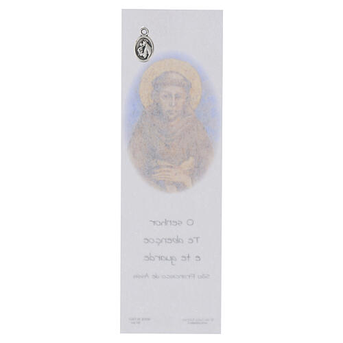 Marque-page parchemin Saint François avec médaille et bénédiction PORTUGAIS 2
