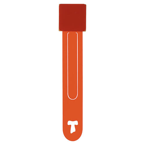 Marque-page rouge franciscain avec application en bois d'olivier Monastère des Clarisses 3