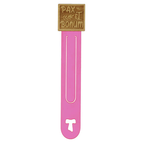 Marcador para livros cor-de-rosa com gravação "Pax et Bonum" Mosteiro das Clarissas 1