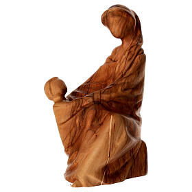 Estatua de Virgen con el Niño en madera de olivo