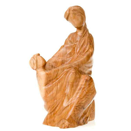 Estatua de Virgen con el Niño en madera de olivo 1