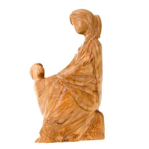 Estatua de Virgen con el Niño en madera de olivo 3