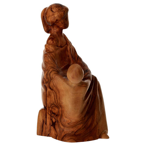 Estatua de Virgen con el Niño en madera de olivo 3