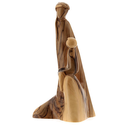 Vierge avec enfant Jésus en bois d'olivier, assis 2