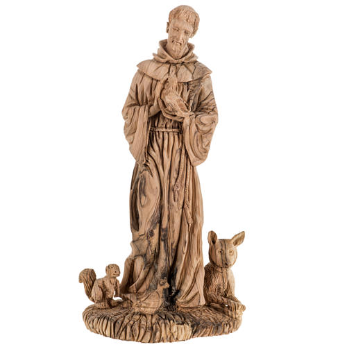 Saint Francis of Assisi statue in Holy Land olive wood 30 cm 1