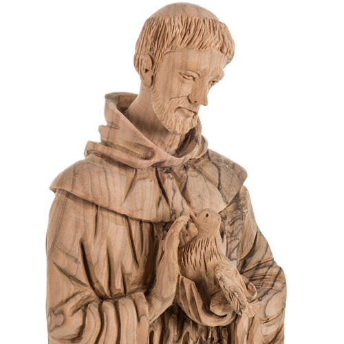 Saint Francis of Assisi statue in Holy Land olive wood 30 cm 2