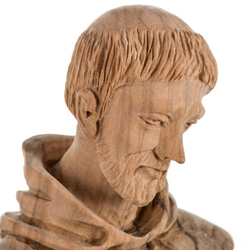 Saint Francis of Assisi statue in Holy Land olive wood 30 cm 3