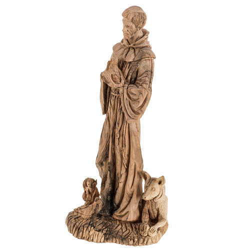 Statue Saint François bois d'olivier Terre Sainte 30cm 8