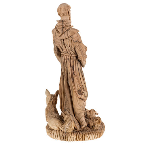 Statue Saint François bois d'olivier Terre Sainte 30cm 10