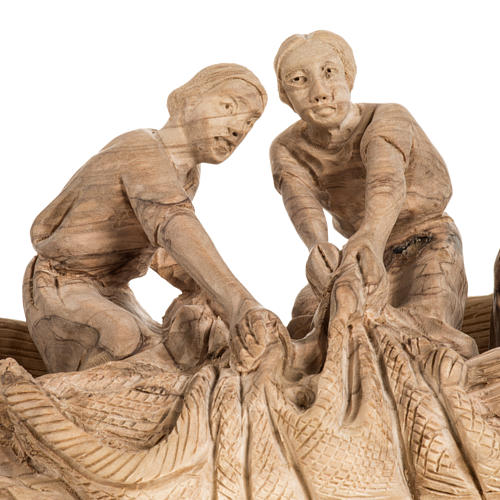 Estatua de la Pesca Milagrosa en madera de olivo 4