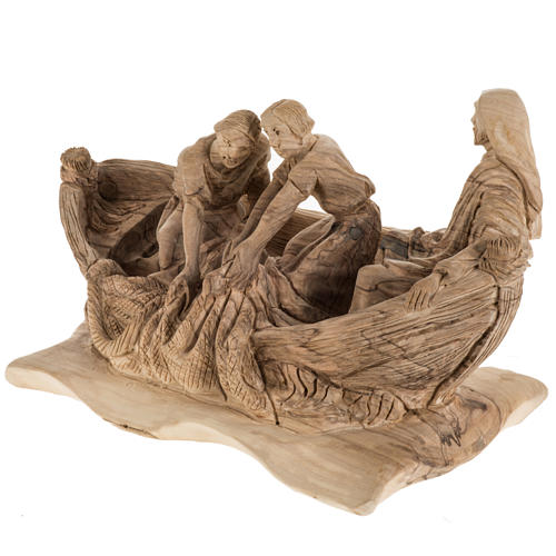 Miraculous catch of fish figurine in Palestinian olive wood 3