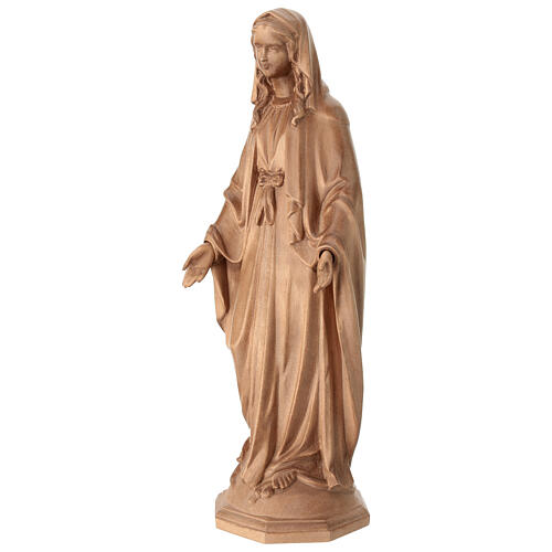 Immaculate Mary statue in patinated Valgardena wood 3
