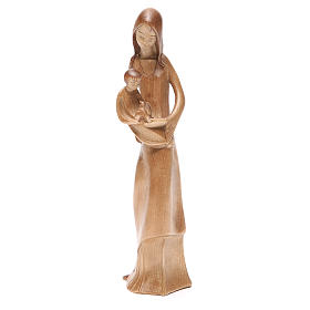 Virgen con niño y paloma de madera multi-patinada de la Val Gardena