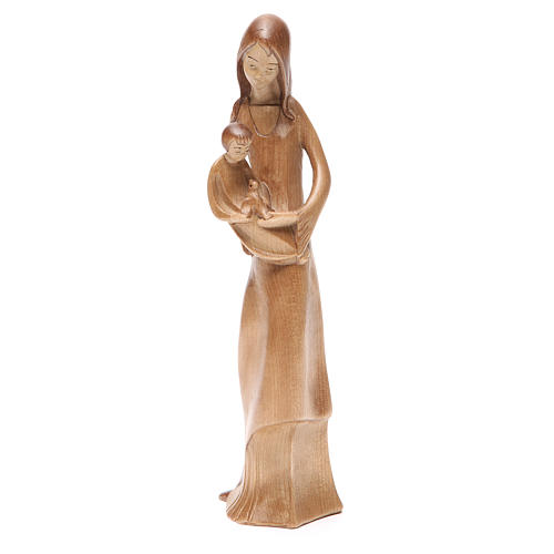 Virgen con niño y paloma de madera multi-patinada de la Val Gardena 2