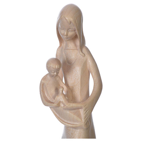 Virgen con niño y paloma de madera natural patinada de la Val Gardena 4