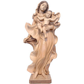 Virgen con niño de estilo barroco de madera multi-patinada de la Val Gardena