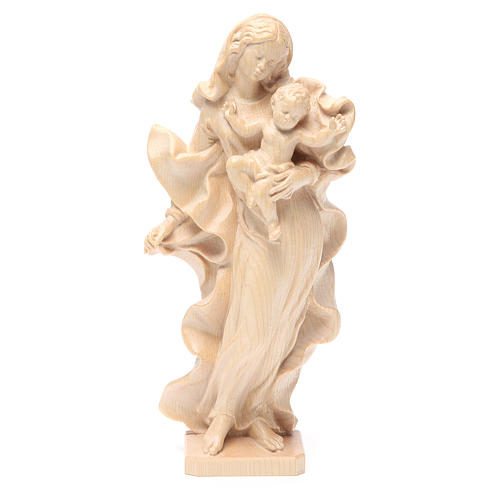 Imagen Virgen con niño de estilo barroco de madera natural patinada de la Val Gardena 1