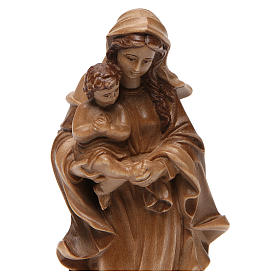 Virgin Mary statue in Valgardena wood, Baroque style, multi-pati