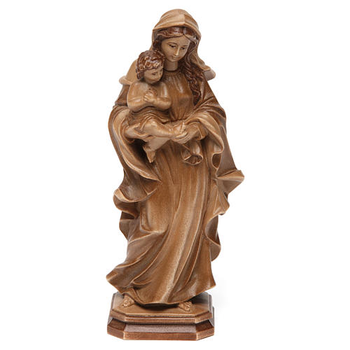 Virgem Maria estilo barroco madeira Val Gardena pátina múltipla 1